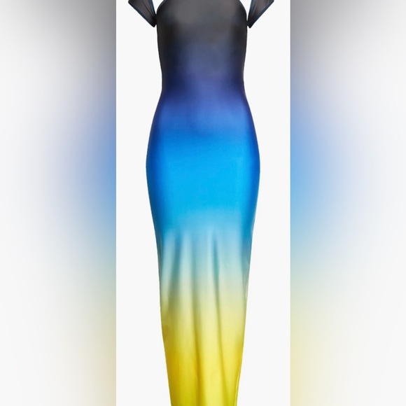 Sammy B. Alexis Ombre Maxi Dress Blue/Yellow | Size S NWT - Picture 2 of 12